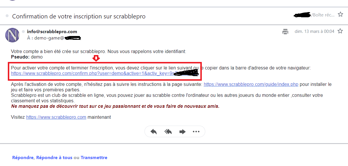 mail de confirmation mail de confirmation