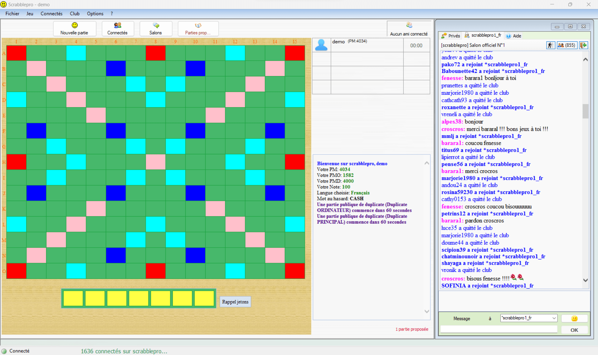 Ecran principal du logiciel de Scrabble Ecran principal du logiciel de Scrabble
